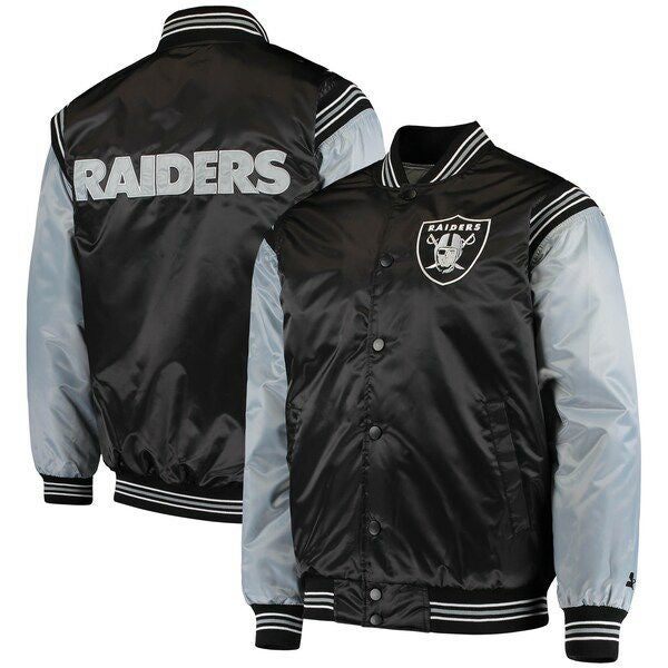 NFL レイダース ジャケット サテンジャケット Enforcer Varsity Jacket