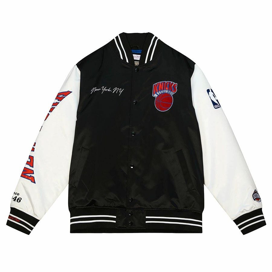 NBA ニックス ジャケット サテン Team Origins Varsity Jacket
