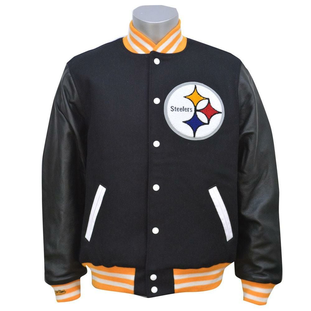 NFL スティーラーズ 皮ジャケット 限定販売品 NFL スタジアムジャンパー スティーラーズ ジャケット WOOL/LEATHER