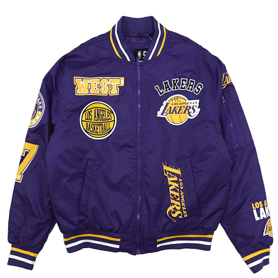 【超美品】レイカーズ NBA スタジャン　XL アウター　レザー プロスタンダード NBA メンズ アウター ナイロンジャケット サテン